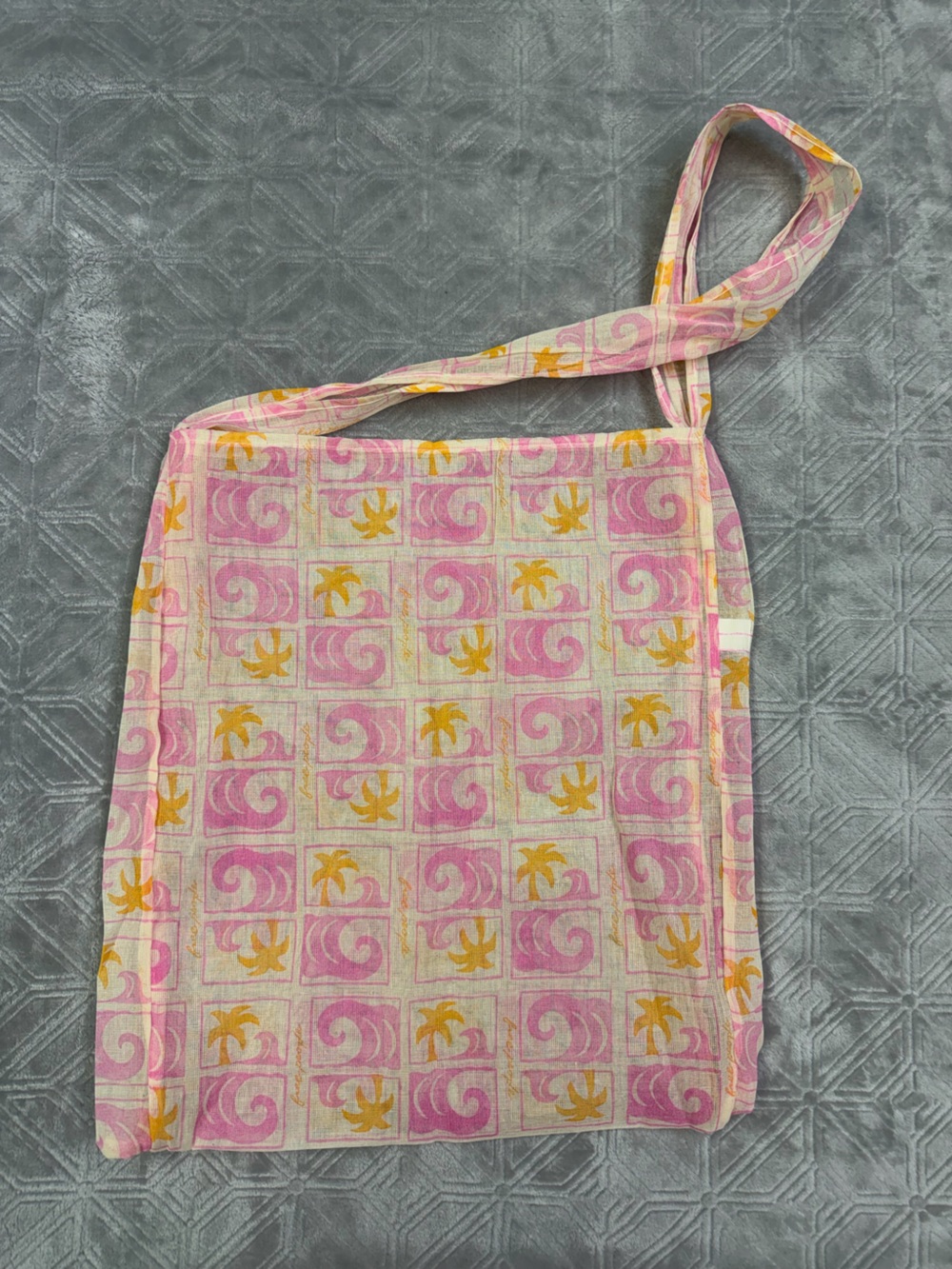 Free People Pink and Yellow Patterned Shoulder Tote